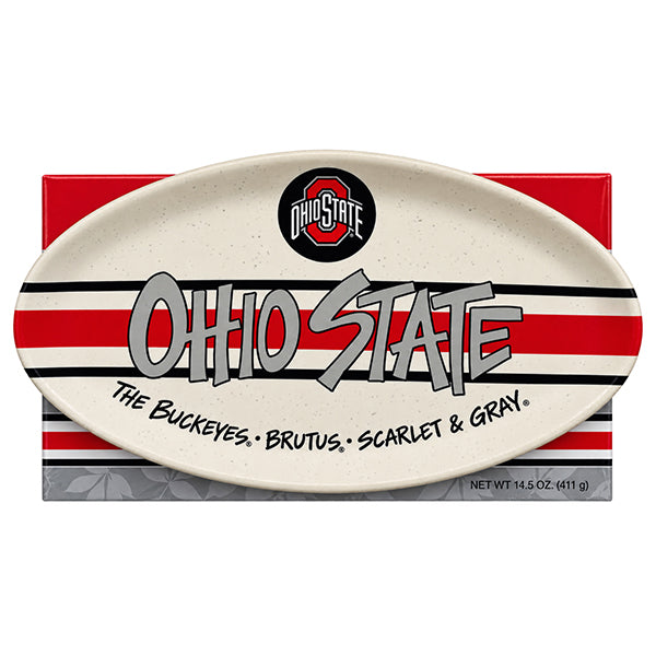 OSU Oval Plate w/24pc OSU Box of Buckeyes - 3635
